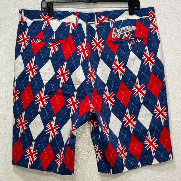 Royal & Awesome Union Jack Shorts Trew Brit Golf Men’s 40 - Picture 4 of 7